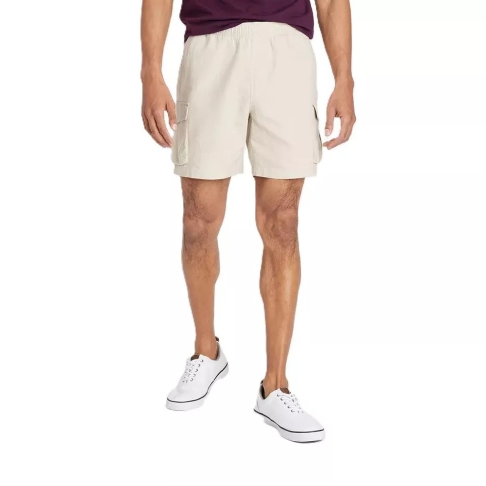 Goodfellow Men's XXL Everyday Relaxed Fit Cream Color Cargo Shorts w/ 7" Inseam